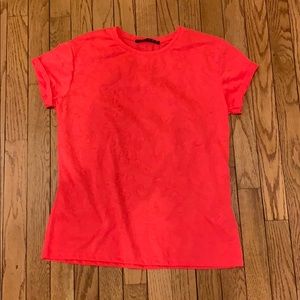 Neon salmon floral tee